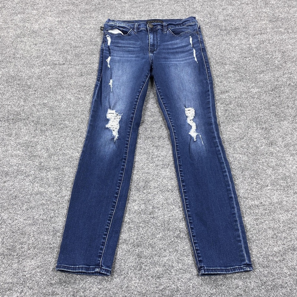 Rock & Republic Jeans Women 10 Blue Distressed Skinny Leg Stretch Denim Casual